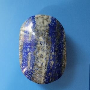 Polished Lapis Lazuli Crystal Palm Stone- Blue and Gray